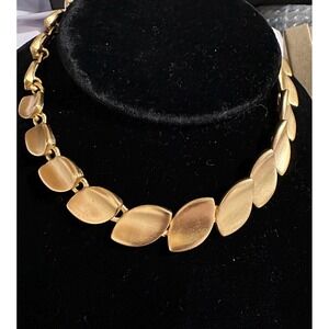 Vintage Monet Matte Brush Gold Choker Necklace